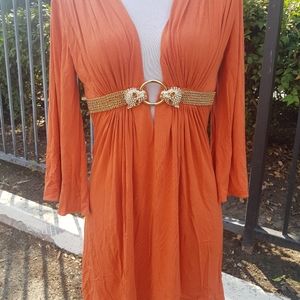 Sky tiger mini dress Orange & gold S